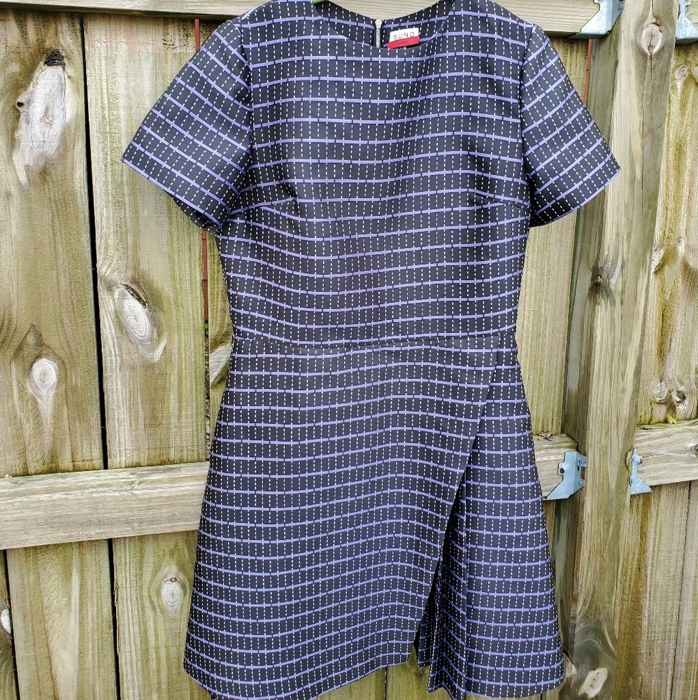 Suno ikram tailored dress deep lavender black mix